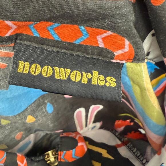 Nooworks Magic Print Jumpsuit Size Large Black Short Sleeves - Picture 3 of 9